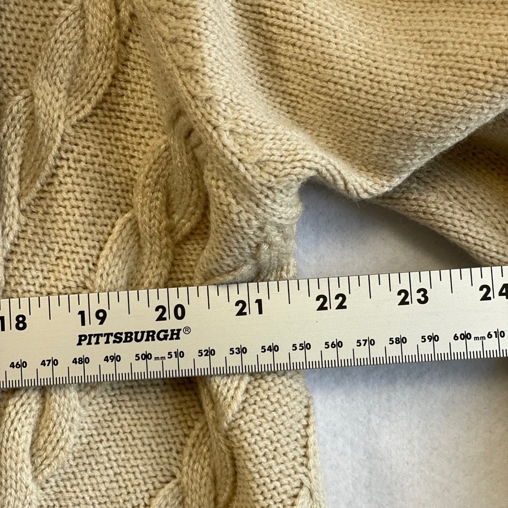 April Cornell Haven Sweater Oat Beige Cable Knit Waterfall Cardigan Wool Blend M - Picture 5 of 6